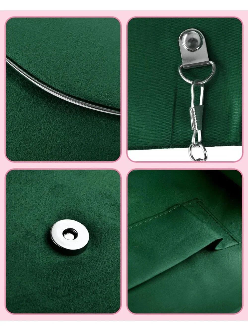 👜 Women's Green Suede Evening Shoulder Bags Envelope Party Cocktail Prom Clutch